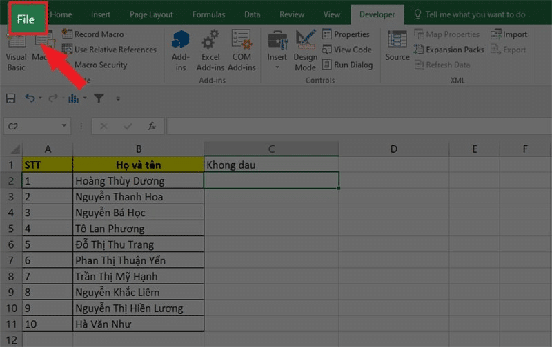  cách bỏ dấu trong Excel 