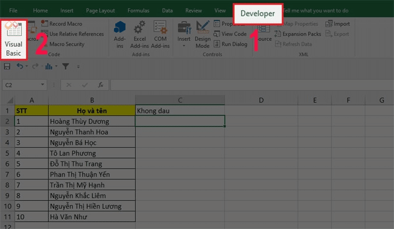  cách bỏ dấu trong Excel 