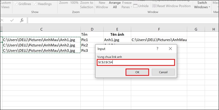 cách chèn ảnh vào Excel