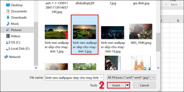 cách chèn ảnh vào Excel
