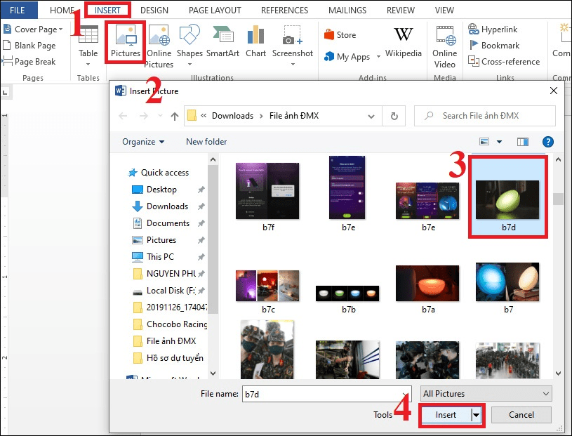 cách chèn hình vào Word