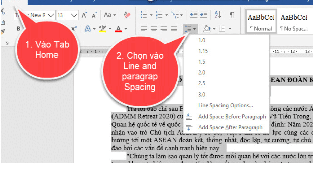 cách chỉnh khoảng cách dòng trong word 