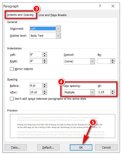 cách chỉnh khoảng cách dòng trong word 