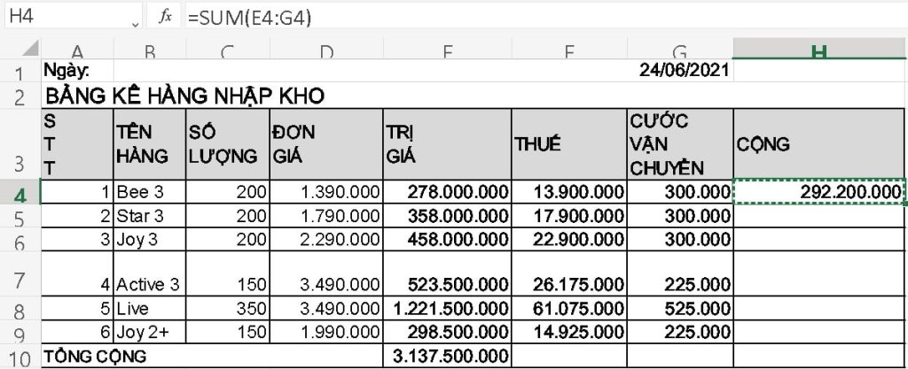 cách copy trong Excel