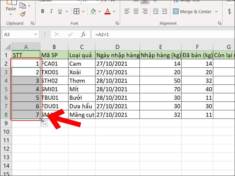 Cách Đánh Số Thứ Tự trong Excel