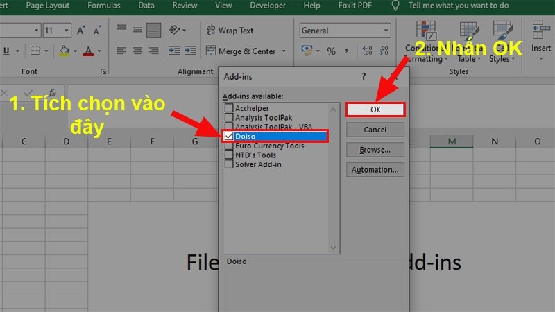 cách đọc số tiền bằng chữ trong Excel bằng Add-ins