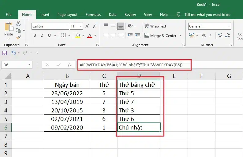 Cách dùng Hàm weekday trong Excel