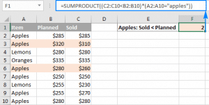 Cách dùng Sumproduct trong Excel