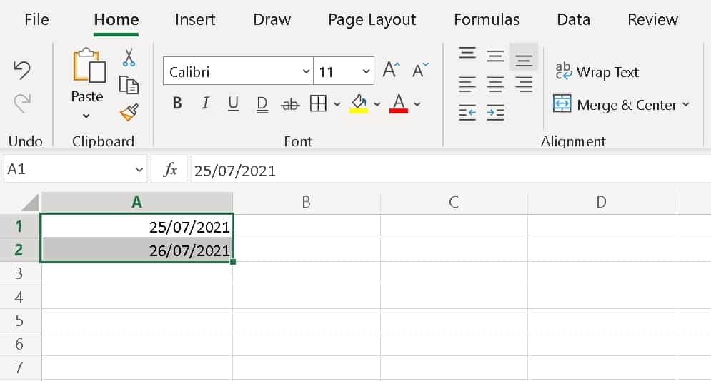 cách kéo ngày tăng dần trong Excel