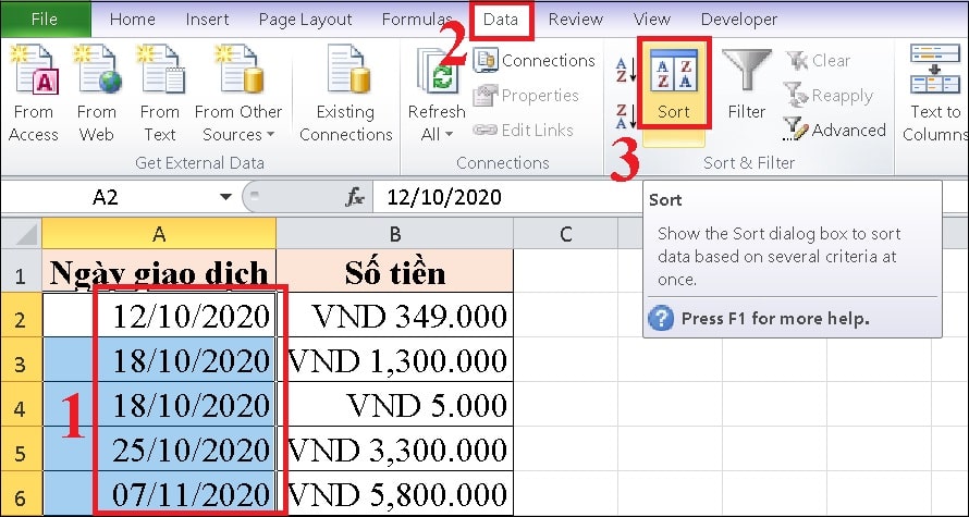 cách kéo ngày tăng dần trong Excel