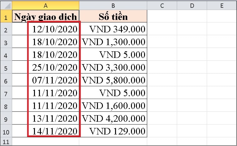 cách kéo ngày tăng dần trong Excel