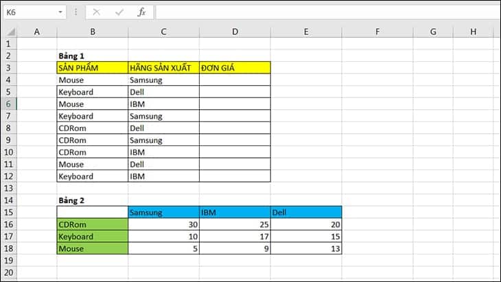 Cách kết hợp hàm index và match