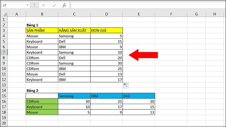 Cách kết hợp hàm index và match