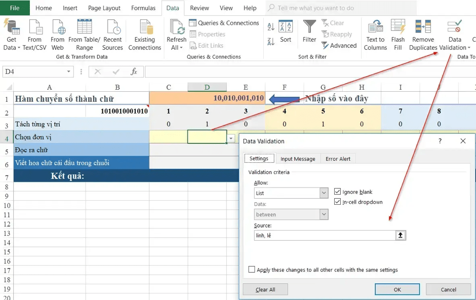 cách lập công thức số tiền bằng chữ trong excel