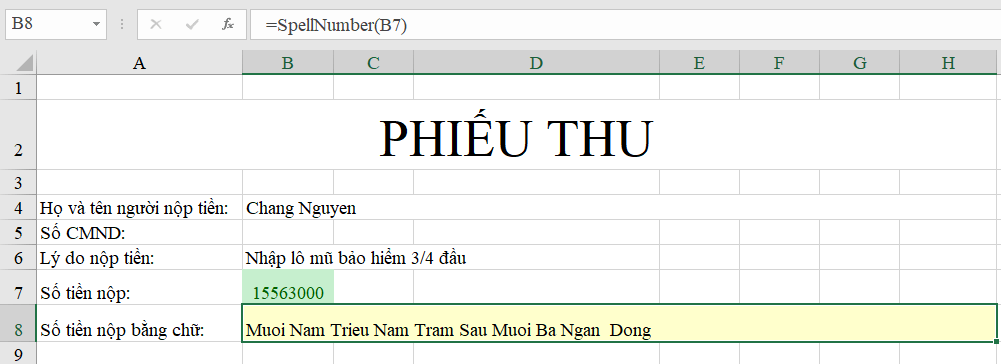 cách lập công thức số tiền bằng chữ trong excel