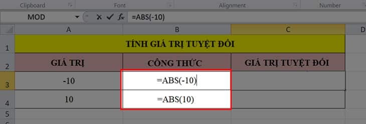 cách lấy trị tuyệt đối trong Excel