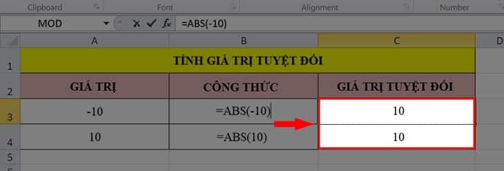 cách lấy trị tuyệt đối trong Excel