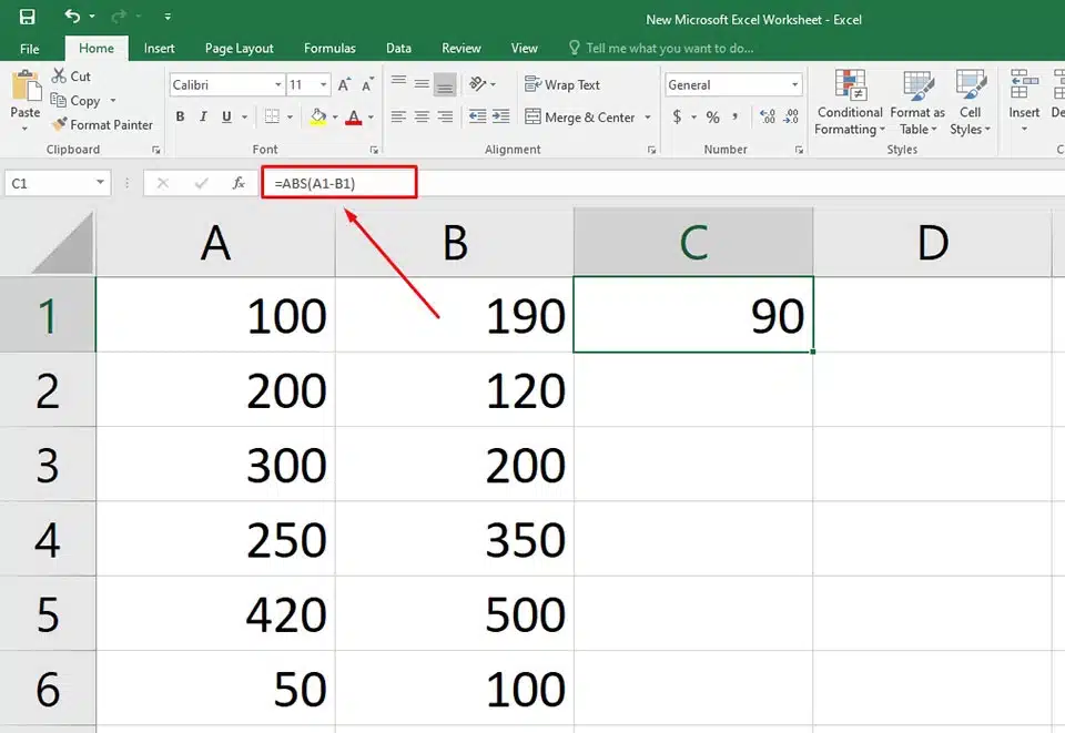 cách lấy trị tuyệt đối trong Excel