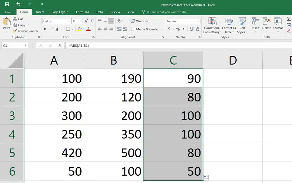 cách lấy trị tuyệt đối trong Excel