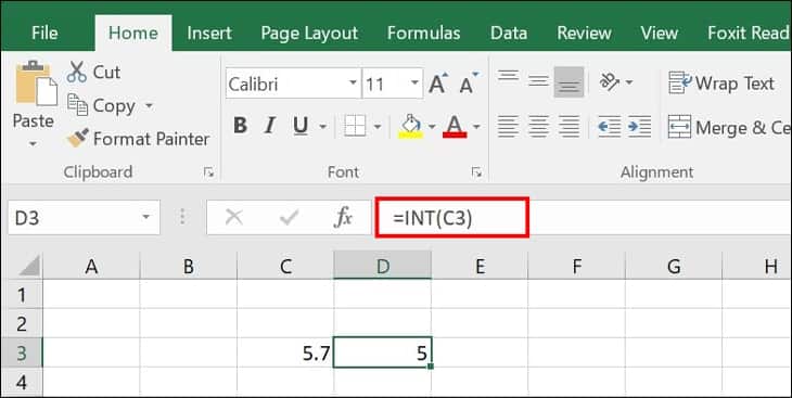Cách sử dụng Hàm Int trong Excel