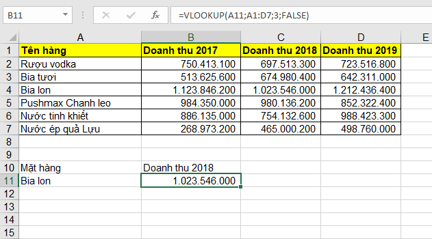 cách sử dụng Hàm match Trong Excel