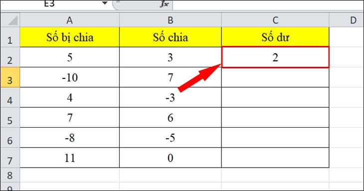 Cách sử dụng hàm MOD trong Exce