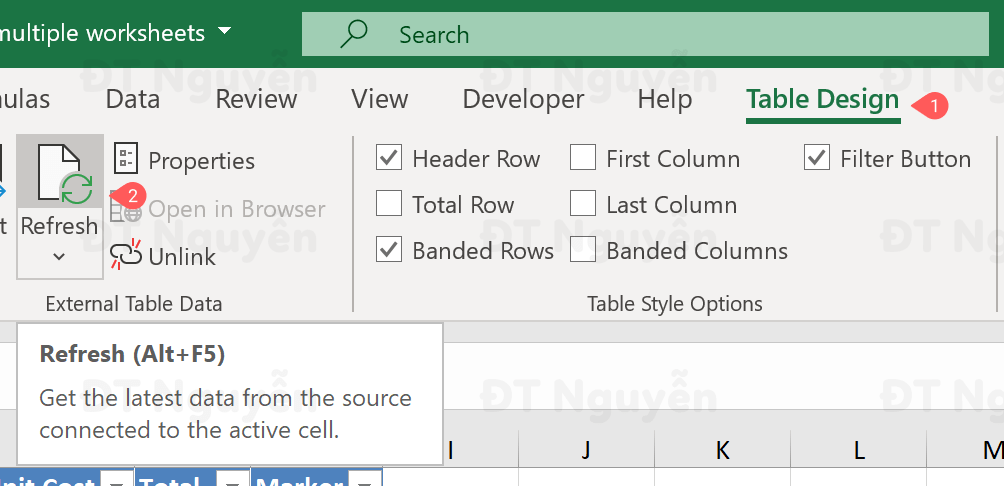 cách tạo pivottable từ nhiều sheet trong Excel