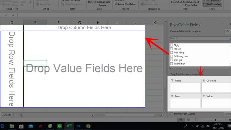 cách tạo pivottable từ nhiều sheet trong Excel