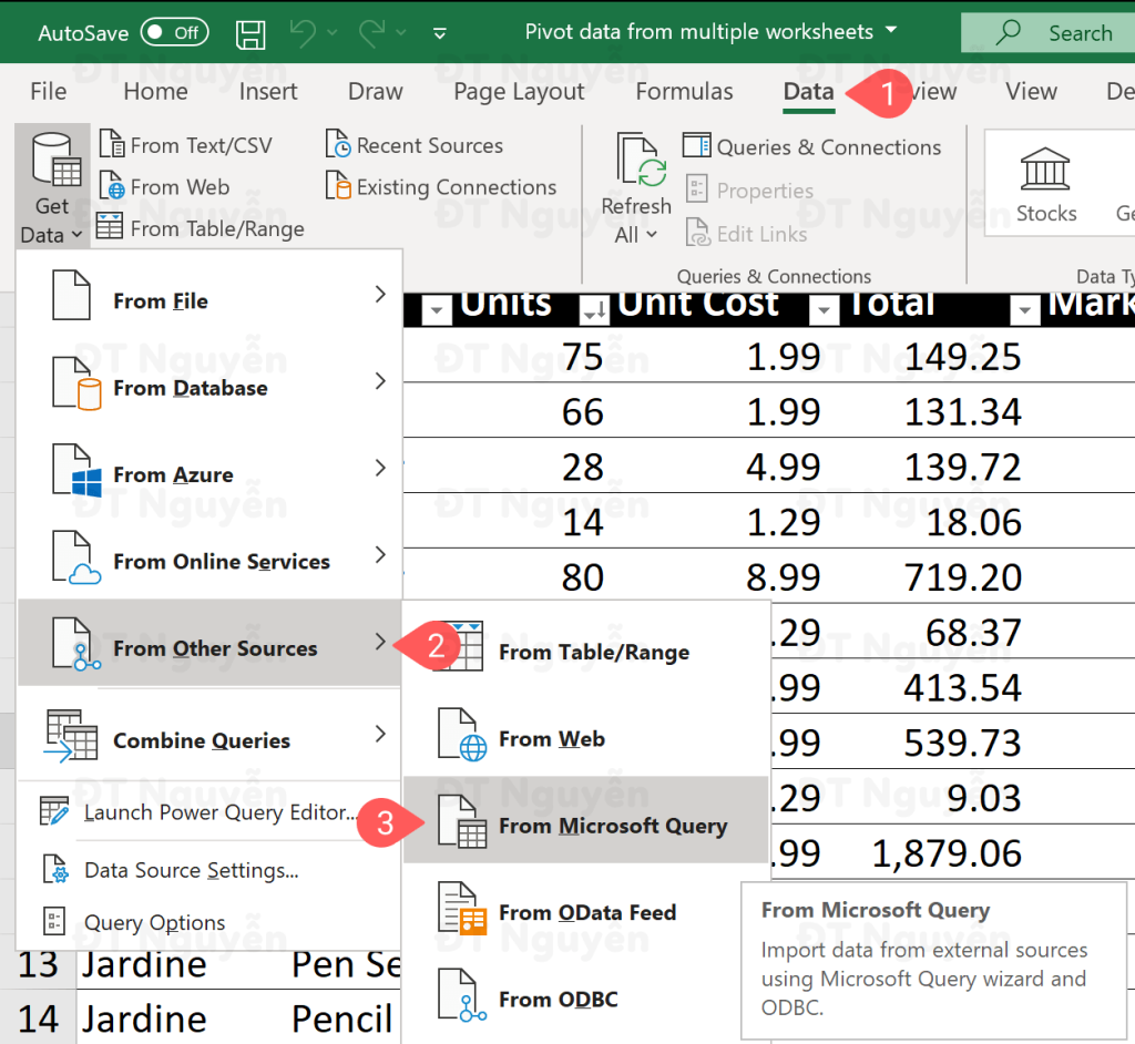 cách tạo pivottable từ nhiều sheet trong Excel