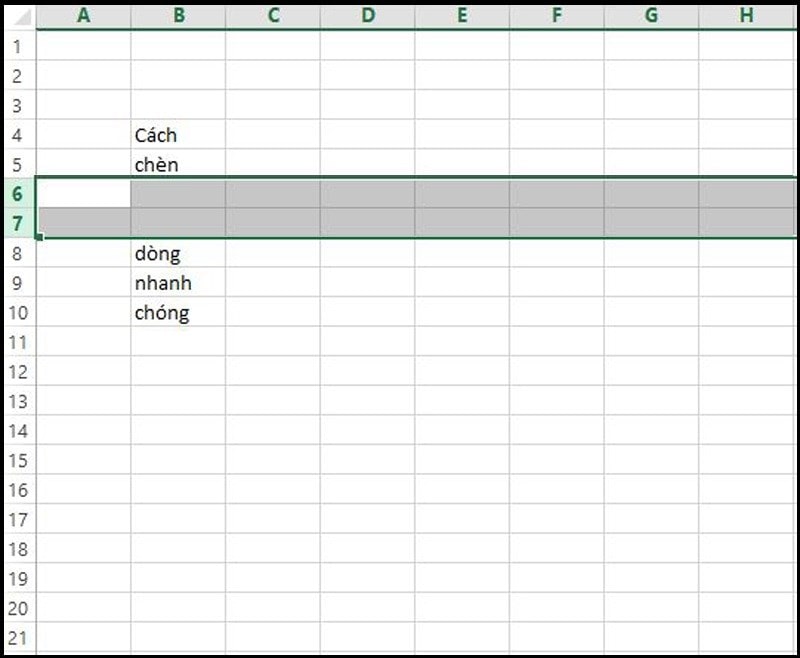 cách thêm dòng trong Excel