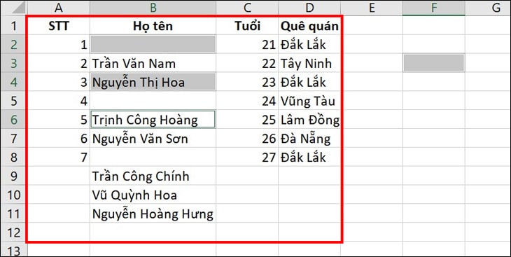 cách thêm dòng trong Excel