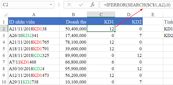 cách tính tổng các mã giống nhau trong Excel