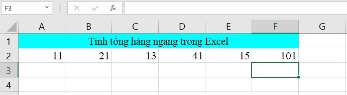 cách tính tổng hàng ngang trong excel