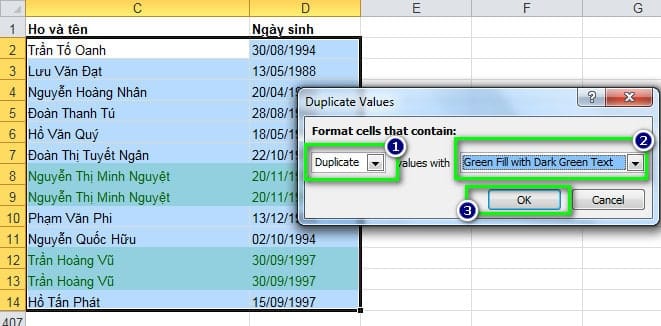 cách xóa dữ liệu trùng trong Excel