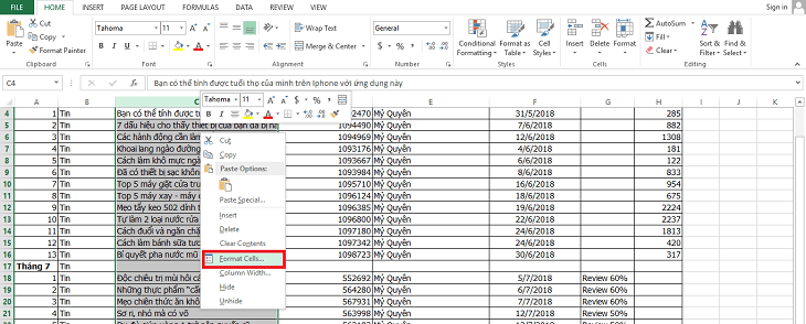 Cách xuống dòng trong Excel