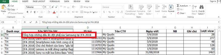 cách xuống hàng trong Excel