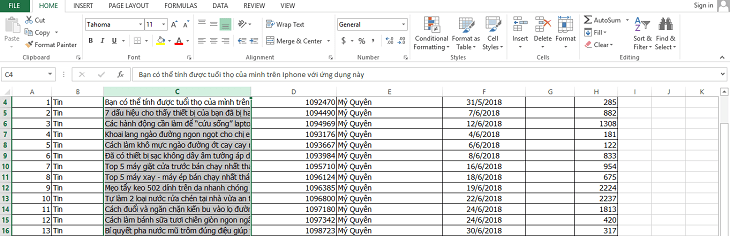 cách xuống hàng trong Excel