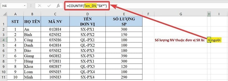 Cách Đếm Số Lượng Trong Excel