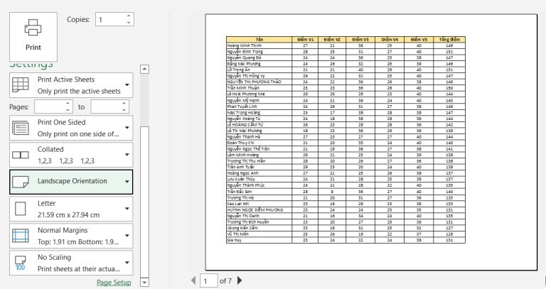 Cách In Excel Không Bị Mất Cột