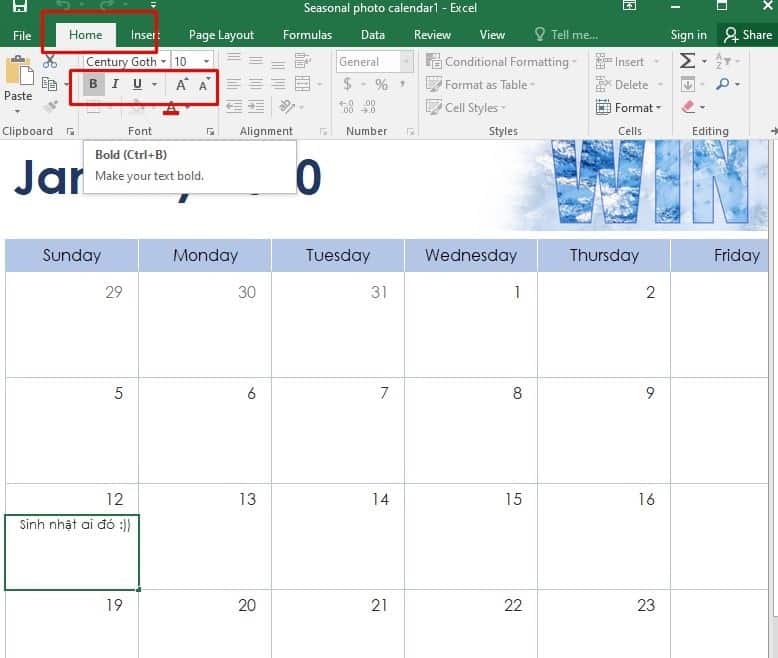 Cách Làm Lịch Trong Excel