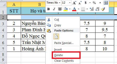 Di Chuyển Dòng Trong ExcelDi Chuyển Dòng Trong Excel