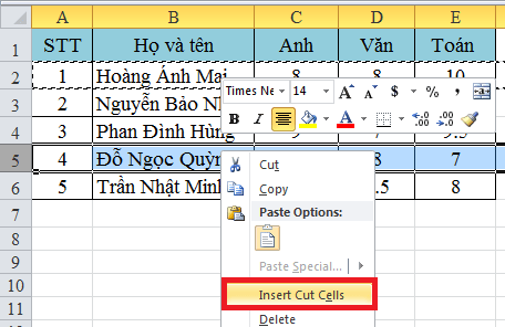 Di Chuyển Dòng Trong ExcelDi Chuyển Dòng Trong Excel