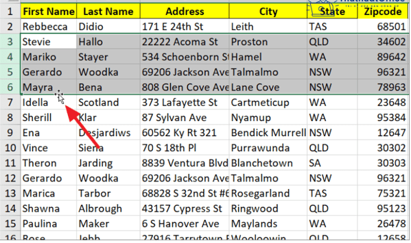 Di Chuyển Dòng Trong ExcelDi Chuyển Dòng Trong Excel