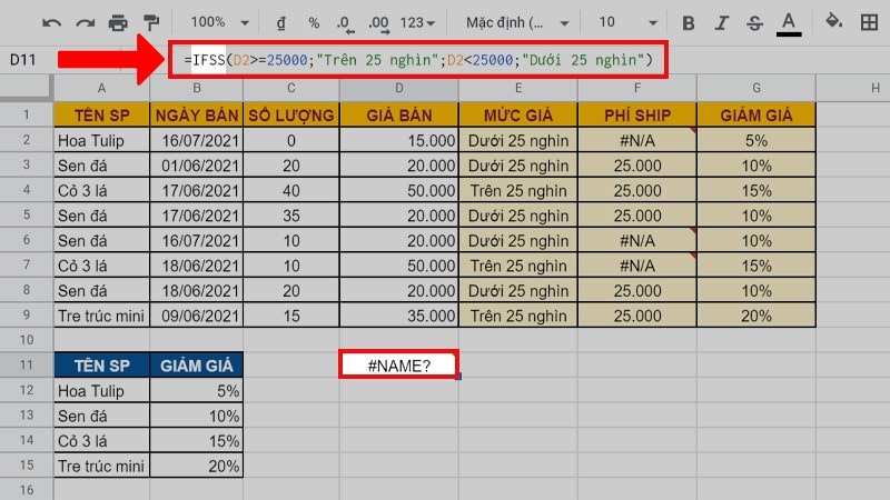 Hàm Ifs Trong Google Sheet 