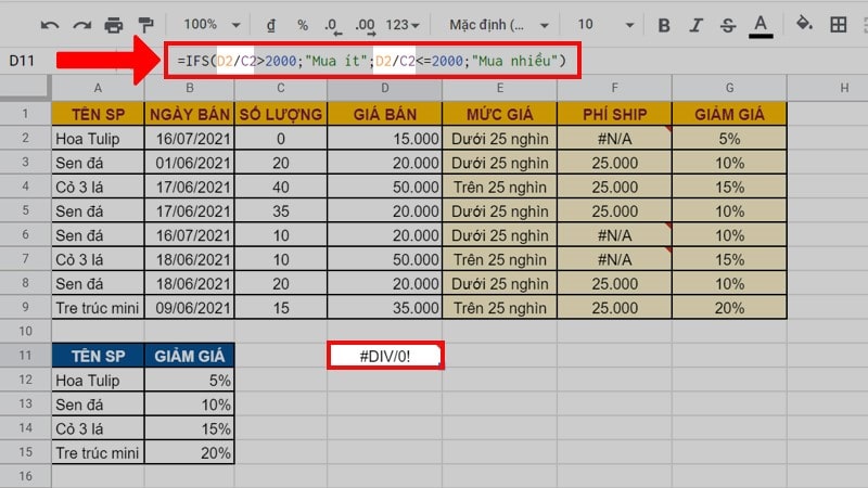 Hàm Ifs Trong Google Sheet 